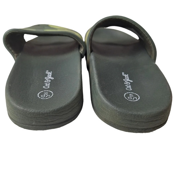 Cat & Jack Sz 13/1 Small Boys Green Camo Nikko Slip-On Slides - Picture 6 of 12